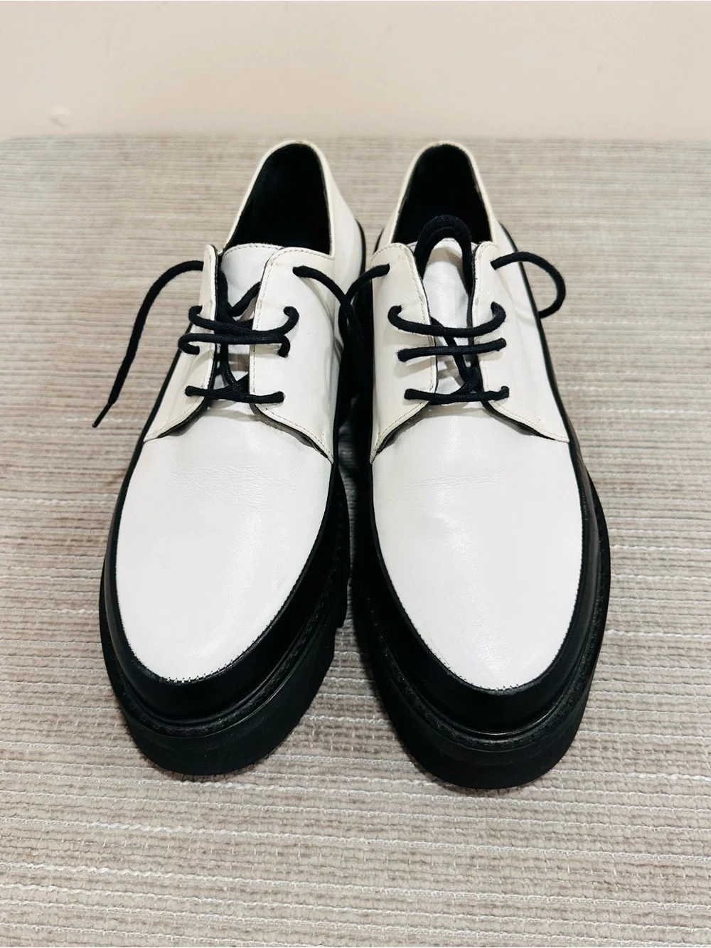 Unreal Fields Step Up White‎ Leather Creepers Platform Derby Shoes EU 39 / US 8